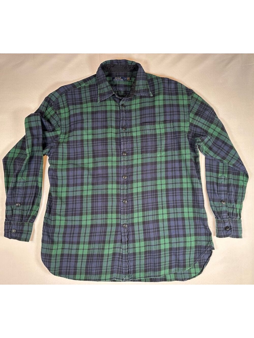 Polo Ralph Lauren Mens Green Plaid Flannel Size Large